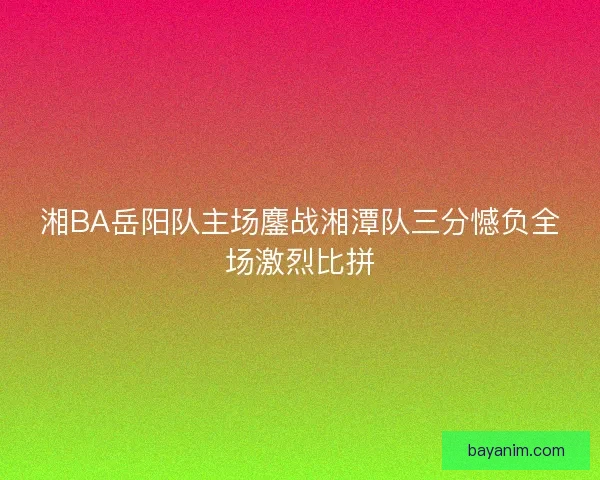 湘BA岳阳队主场鏖战湘潭队三分憾负全场激烈比拼